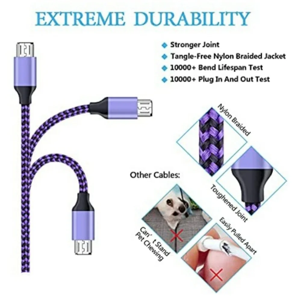 3 NWOT micro USB charging cables
